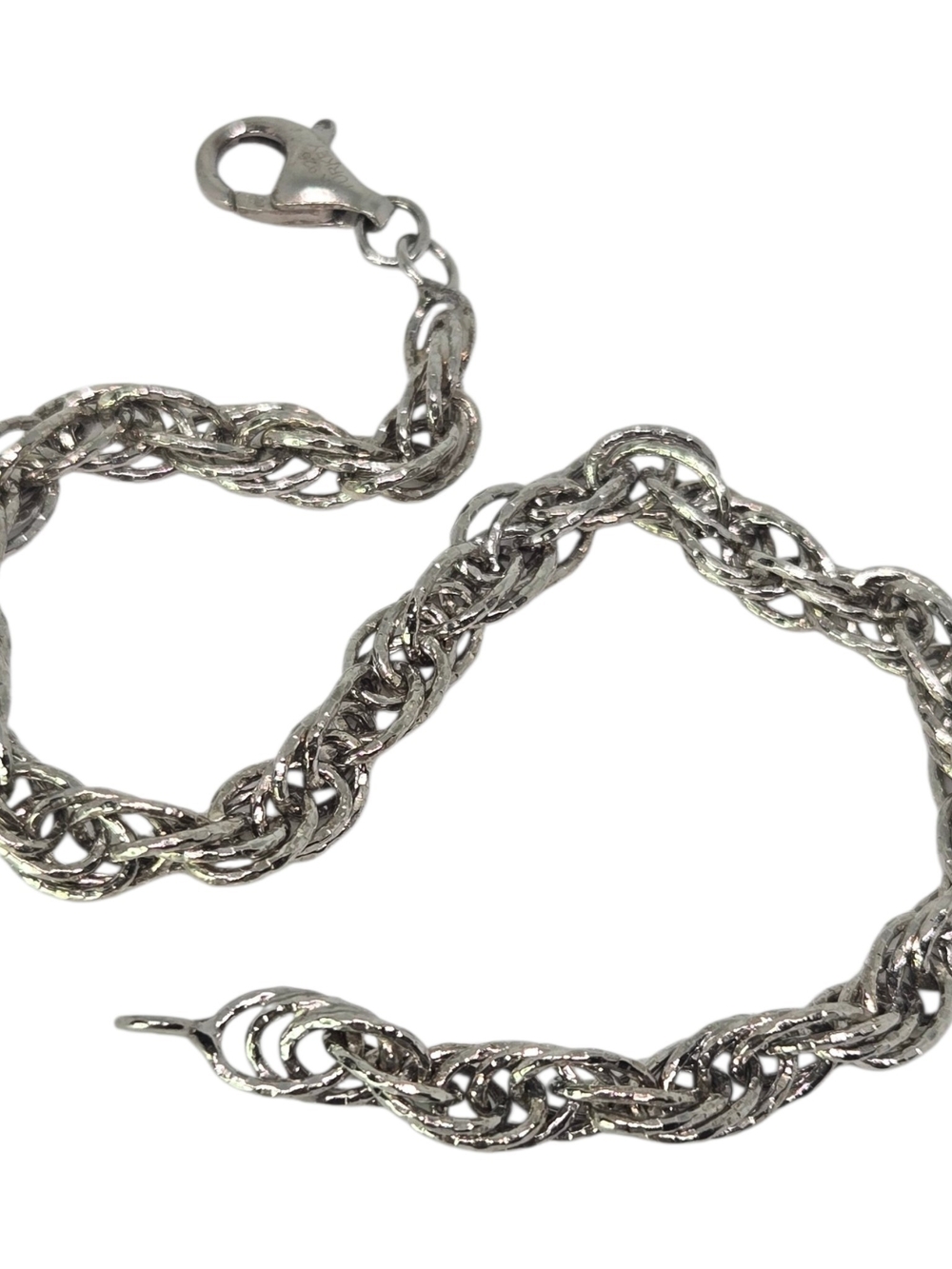 Sterling-Look Twisted Rope Chain Bracelet - Silver Tone